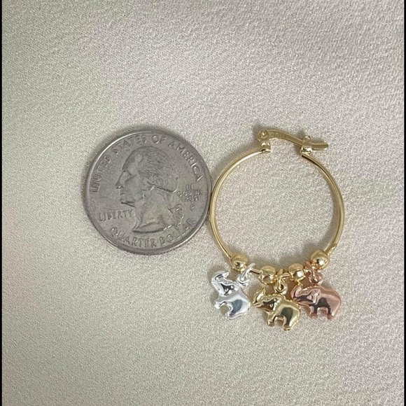 18k Gold Filled Elephants Hoop Earrings - Picture 5 of 7